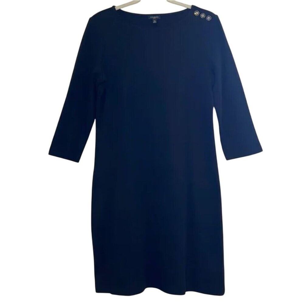 Talbots Dark Navy Blue Ponte Knit 3/4 Sleeve Dress Women's Size 1X